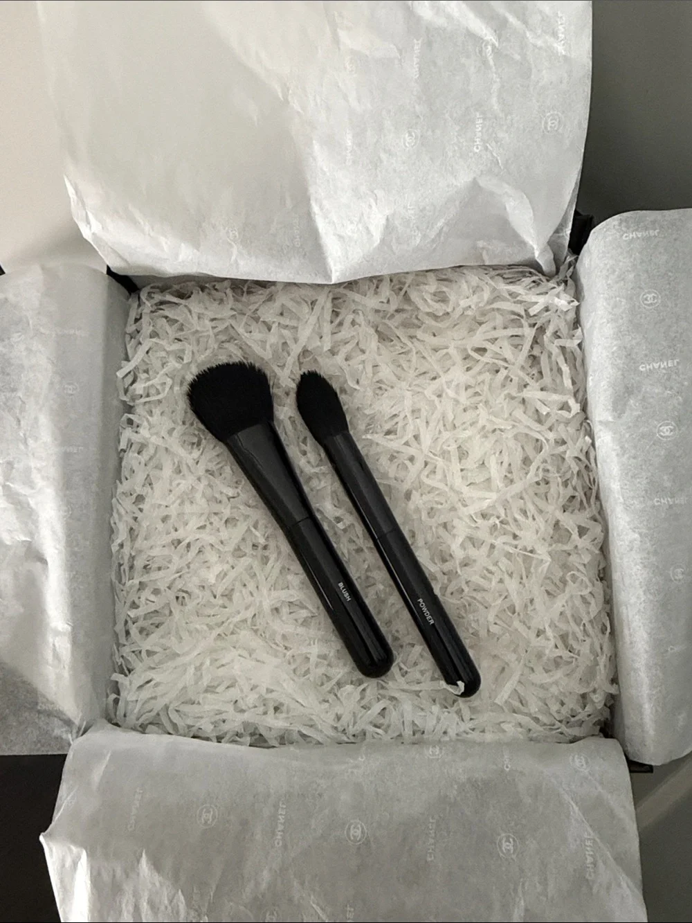 CHANEL Black Makeup Brushes- blush and powder